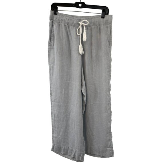 Cynthia Rowley Pants - Cynthia Rowley 100% Linen Cropped Pants Womens L Light Gray Used